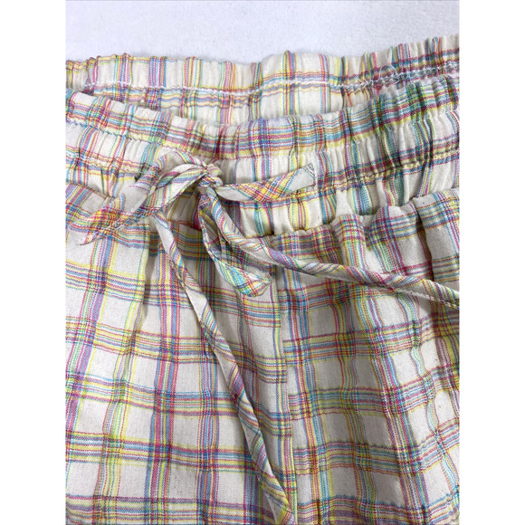 Lili Sidonio Pants Womens Large Neon Plaid Seersucker Elastic Cuff Cargo Pockets - Picture 14 of 14